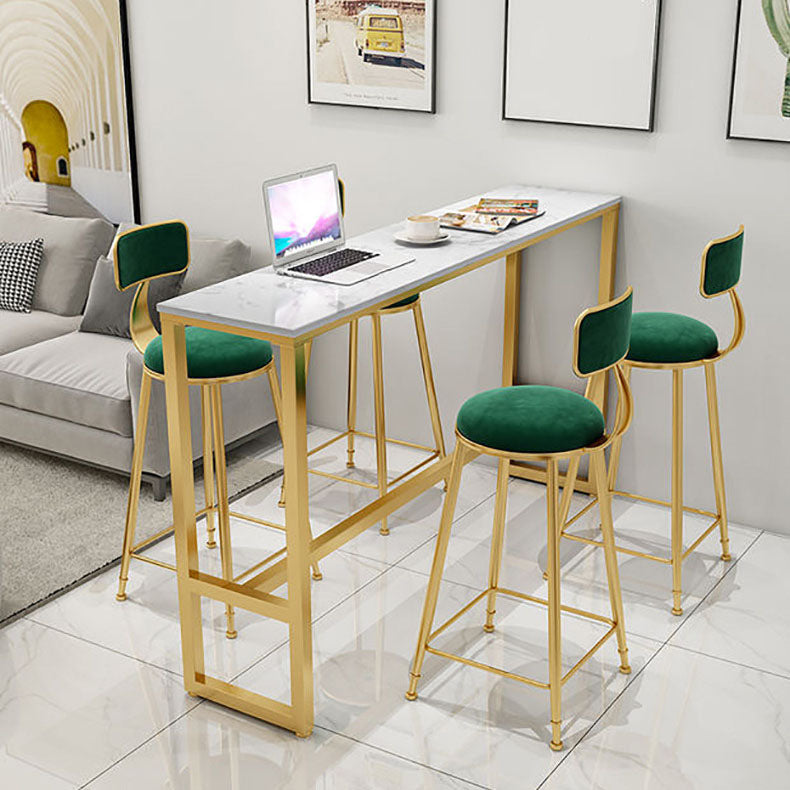 Glam Style 1/2/5 Pieces Faux Marble Bar Table Set Fixed Table Counter Set for Home Use Clearhalo 'Bar Furniture' 'furn' 'furn_home_bar_bar_sets' 'Furniture' 'Home Bars & Bar Sets' 'home_bar_bar_sets' 'Kitchen & Dining Furniture' 5848245
