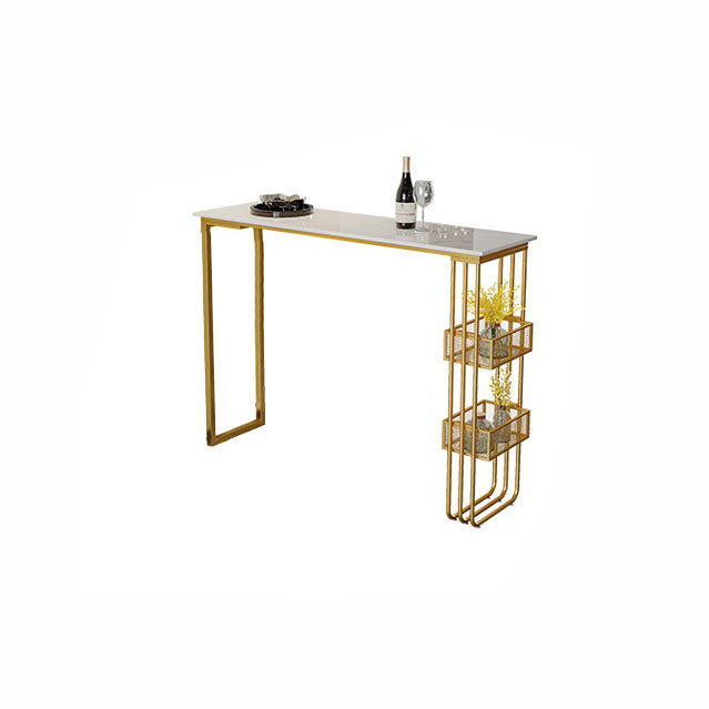 Glam Style 1/3 Pieces Bar Table Set Rectangle Stone Counter Table with Stools for Cafe Clearhalo 'Bar Furniture' 'furn' 'furn_home_bar_bar_sets' 'Furniture' 'Home Bars & Bar Sets' 'home_bar_bar_sets' 'Kitchen & Dining Furniture' 5848263