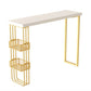Glam Style 1/3 Pieces Bar Table Set Rectangle Stone Counter Table with Stools for Cafe White 79"L x 16"W Clearhalo 'Bar Furniture' 'furn' 'furn_home_bar_bar_sets' 'Furniture' 'Home Bars & Bar Sets' 'home_bar_bar_sets' 'Kitchen & Dining Furniture' 5848266