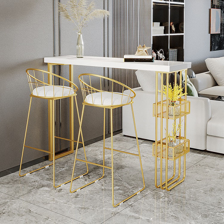 Glam Style 1/3 Pieces Bar Table Set Rectangle Stone Counter Table with Stools for Cafe Clearhalo 'Bar Furniture' 'furn' 'furn_home_bar_bar_sets' 'Furniture' 'Home Bars & Bar Sets' 'home_bar_bar_sets' 'Kitchen & Dining Furniture' 5848274