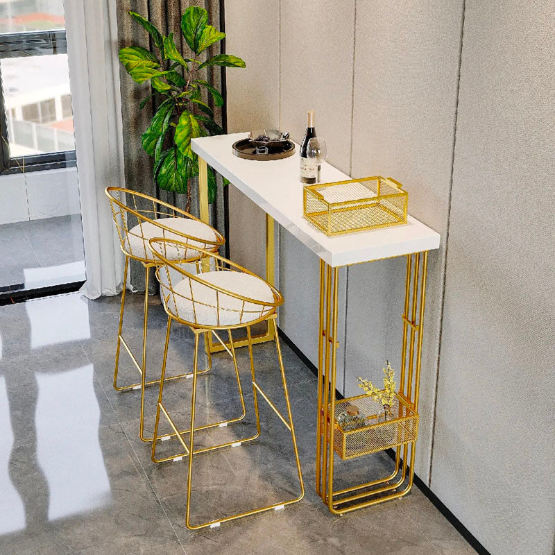 Glam Style 1/3 Pieces Bar Table Set Rectangle Stone Counter Table with Stools for Cafe Clearhalo 'Bar Furniture' 'furn' 'furn_home_bar_bar_sets' 'Furniture' 'Home Bars & Bar Sets' 'home_bar_bar_sets' 'Kitchen & Dining Furniture' 5848275