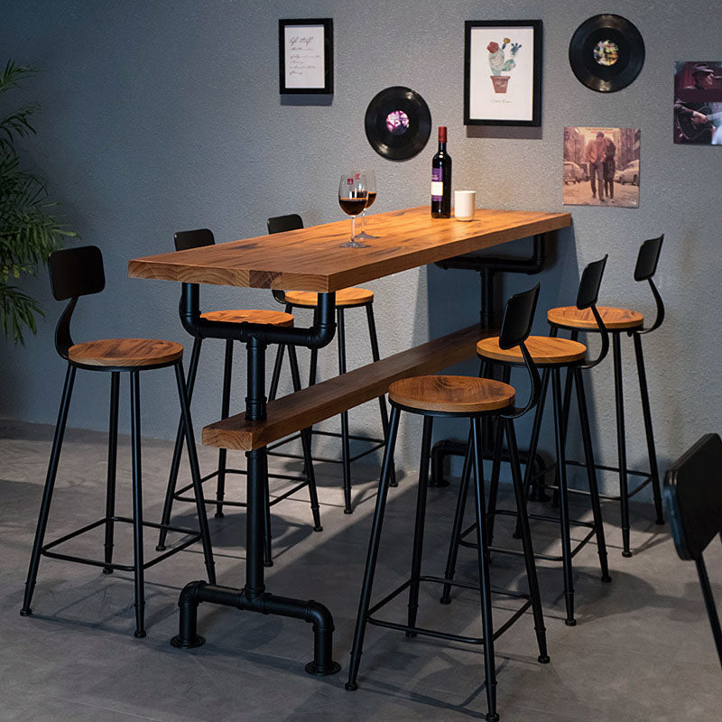 Set tavolo da bar stile industriale 1/2/7 pezzi Tavolo da bar rettangolare con sgabelli alti in legno