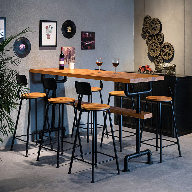 Set tavolo da bar stile industriale 1/2/7 pezzi Tavolo da bar rettangolare con sgabelli alti in legno