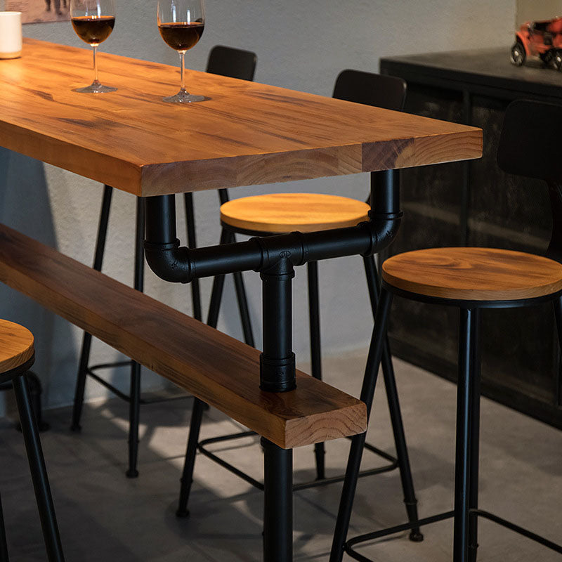 Set tavolo da bar stile industriale 1/2/7 pezzi Tavolo da bar rettangolare con sgabelli alti in legno