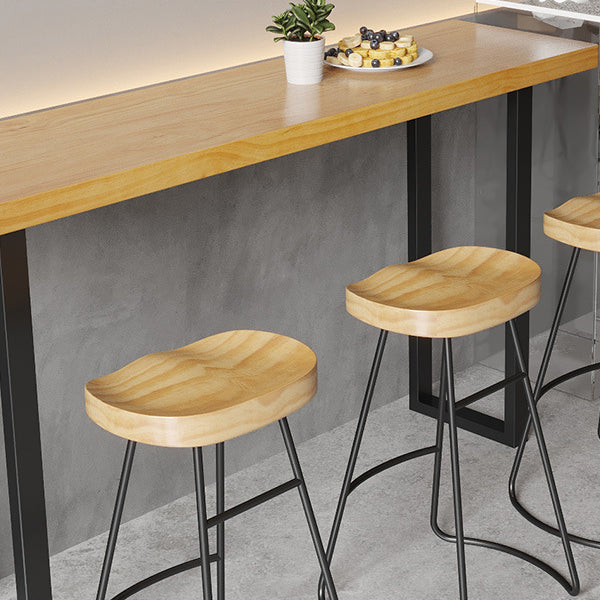 Modern Sled Bistro Bar Table Natural Coffee Shop Wood Counter Table