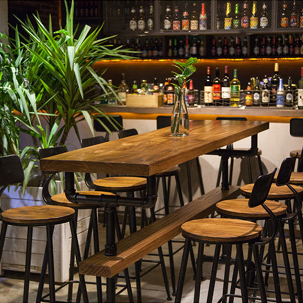 Industrial Rectangle Bar Height Table Solid Wood Trestle Counter Height Table Clearhalo 'Bar Furniture' 'Bar Tables' 'bar_tables' 'furn' 'furn_bar_tables' 'Furniture' 'Kitchen & Dining Furniture' 5848420