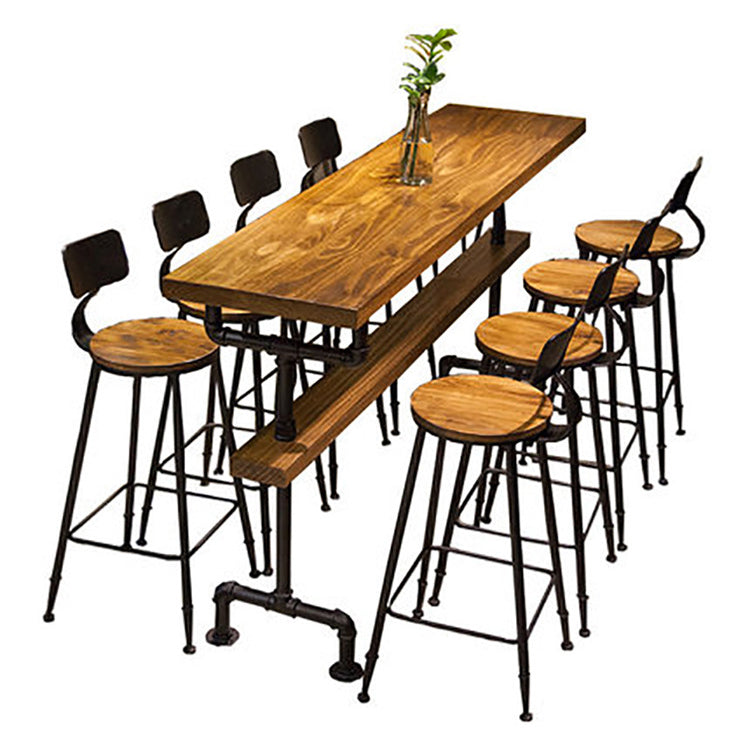Industrial Rectangle Bar Height Table Solid Wood Trestle Counter Height Table Clearhalo 'Bar Furniture' 'Bar Tables' 'bar_tables' 'furn' 'furn_bar_tables' 'Furniture' 'Kitchen & Dining Furniture' 5848423