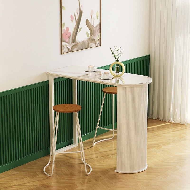 Modern Indoor Bar Height Table Double Pedestal Stone Bistro Accent Dining Table 70.9"L x 19.7"W x 40.6"H Without Chairs Clearhalo 'Bar Furniture' 'Bar Tables' 'bar_tables' 'furn' 'furn_bar_tables' 'Furniture' 'Kitchen & Dining Furniture' 5848494