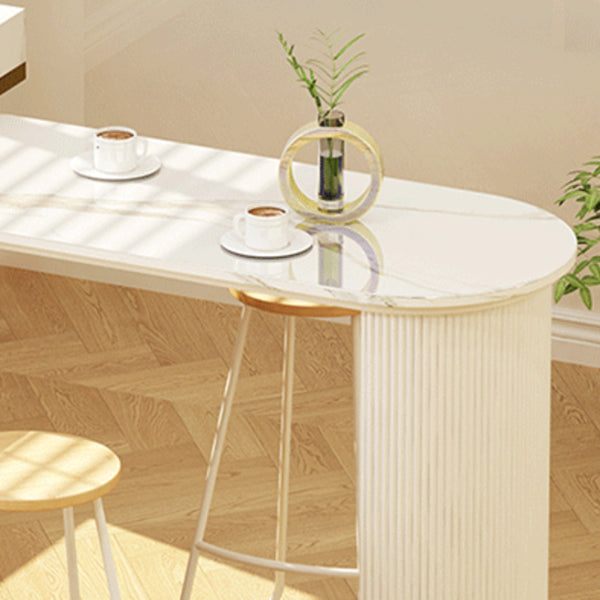 Modern Indoor Bar Height Table Double Pedestal Stone Bistro Accent Dining Table Clearhalo 'Bar Furniture' 'Bar Tables' 'bar_tables' 'furn' 'furn_bar_tables' 'Furniture' 'Kitchen & Dining Furniture' 5848499