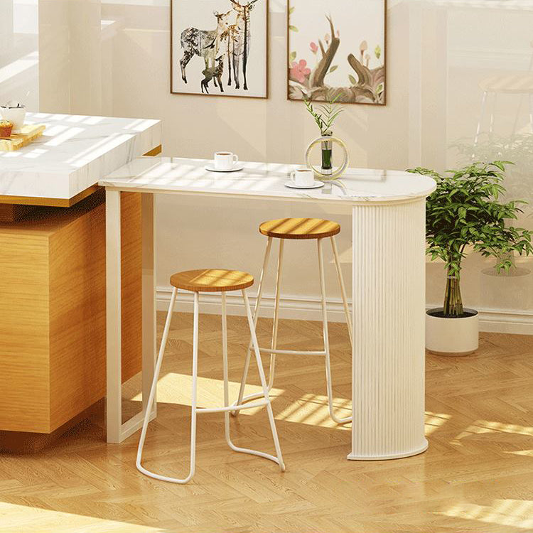 Modern Indoor Bar Height Table Double Pedestal Stone Bistro Accent Dining Table Clearhalo 'Bar Furniture' 'Bar Tables' 'bar_tables' 'furn' 'furn_bar_tables' 'Furniture' 'Kitchen & Dining Furniture' 5848502