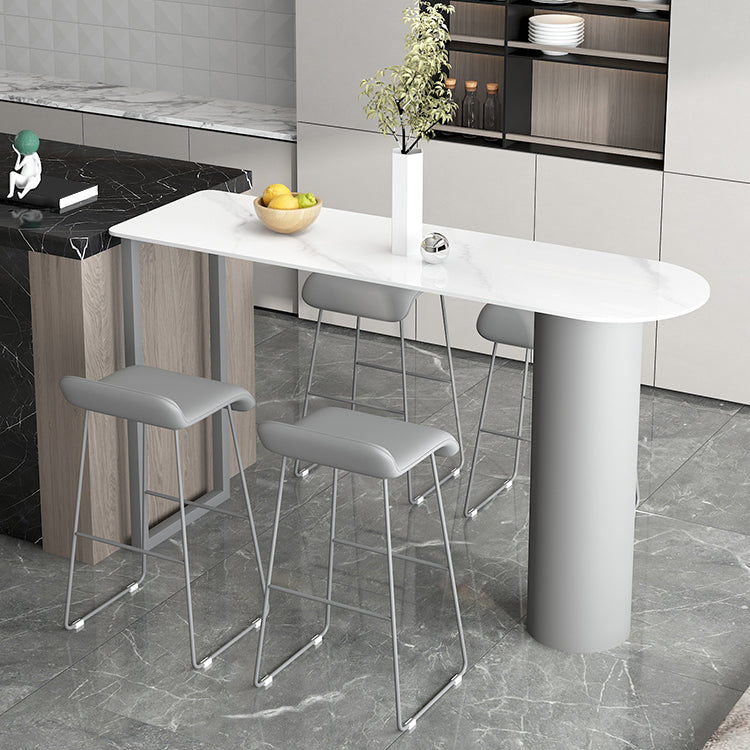 Contemporary Bar Counter Table Stone Bar Counter Table for Home Grey Without Chairs Clearhalo 'Bar Furniture' 'Bar Tables' 'bar_tables' 'furn' 'furn_bar_tables' 'Furniture' 'Kitchen & Dining Furniture' 5848675