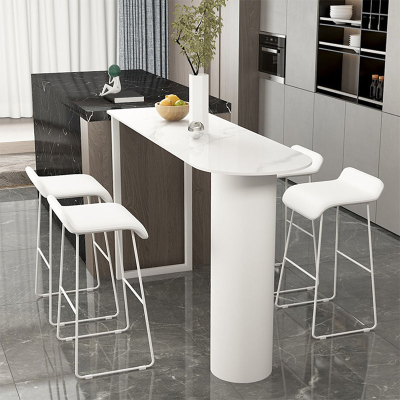 Contemporary Bar Counter Table Stone Bar Counter Table for Home 70.9"L x 19.7"W x 41.3"H White Without Chairs Clearhalo 'Bar Furniture' 'Bar Tables' 'bar_tables' 'furn' 'furn_bar_tables' 'Furniture' 'Kitchen & Dining Furniture' 5848677