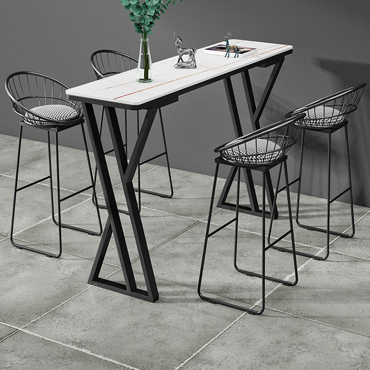 Industriële dubbele voetstuk bistro tafels steen rechthoekige pubtafel voor binnen