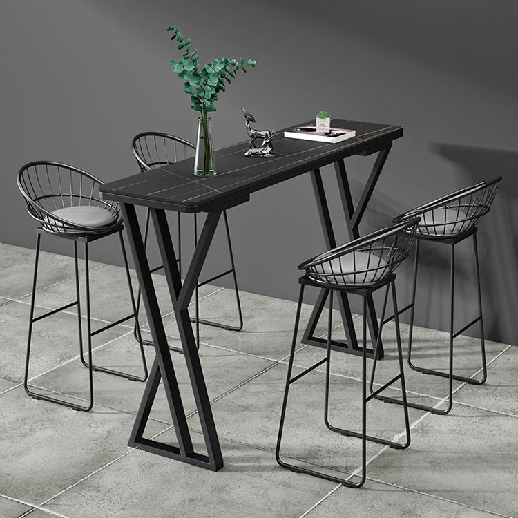 Industriële dubbele voetstuk bistro tafels steen rechthoekige pubtafel voor binnen