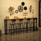 Tavolo da pranzo a barre in legno massiccio tavolo da pranzo industriale con base nera