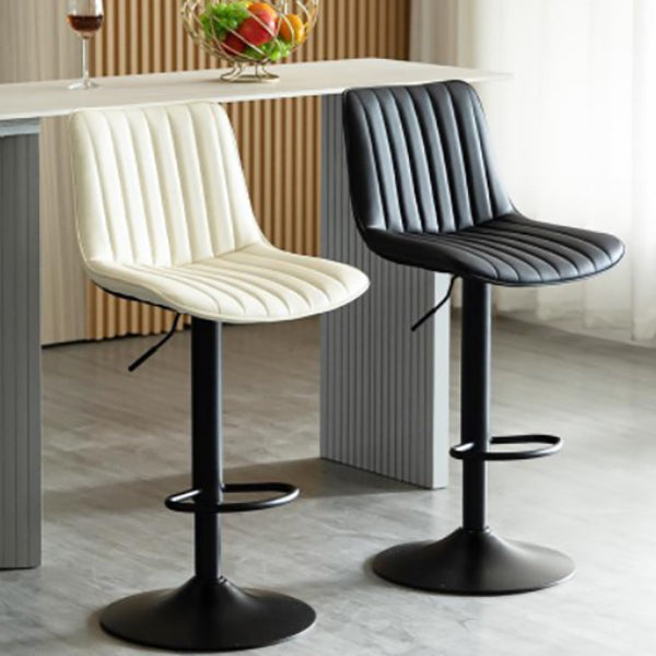 Scandinavian Metal Stool Adjustable Low Back Faux Leather Barstools in Matte Finish Clearhalo 'Bar Furniture' 'Bar Stools' 'bar_stools' 'furn' 'furn_bar_stools' 'Furniture' 'Kitchen & Dining Furniture' 5848751