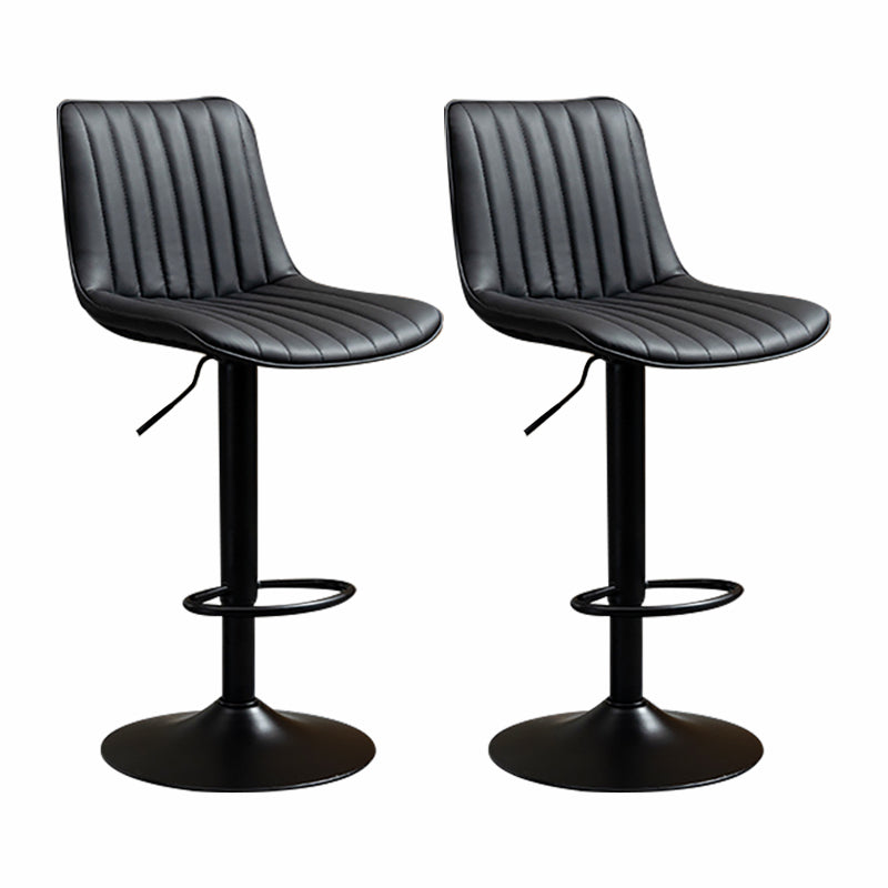Scandinavian Metal Stool Adjustable Low Back Faux Leather Barstools in Matte Finish Black 2 Piece Set Bar Stool(31"H) Clearhalo 'Bar Furniture' 'Bar Stools' 'bar_stools' 'furn' 'furn_bar_stools' 'Furniture' 'Kitchen & Dining Furniture' 5848754