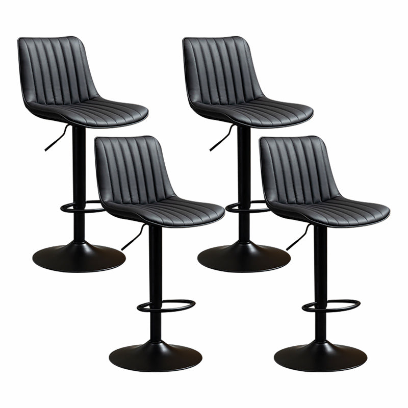 Scandinavian Metal Stool Adjustable Low Back Faux Leather Barstools in Matte Finish Black 4 Piece Set Bar Stool(31"H) Clearhalo 'Bar Furniture' 'Bar Stools' 'bar_stools' 'furn' 'furn_bar_stools' 'Furniture' 'Kitchen & Dining Furniture' 5848755