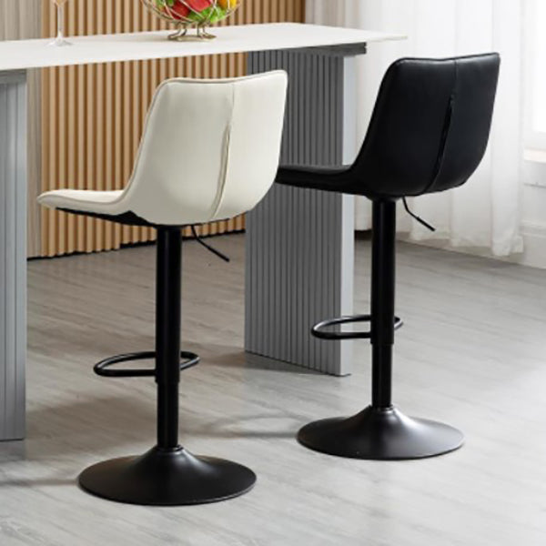 Scandinavian Metal Stool Adjustable Low Back Faux Leather Barstools in Matte Finish Clearhalo 'Bar Furniture' 'Bar Stools' 'bar_stools' 'furn' 'furn_bar_stools' 'Furniture' 'Kitchen & Dining Furniture' 5848756