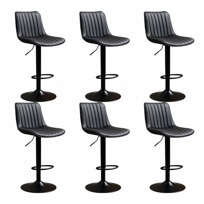Scandinavian Metal Stool Adjustable Low Back Faux Leather Barstools in Matte Finish Black 6 Piece Set Bar Stool(31"H) Clearhalo 'Bar Furniture' 'Bar Stools' 'bar_stools' 'furn' 'furn_bar_stools' 'Furniture' 'Kitchen & Dining Furniture' 5848758