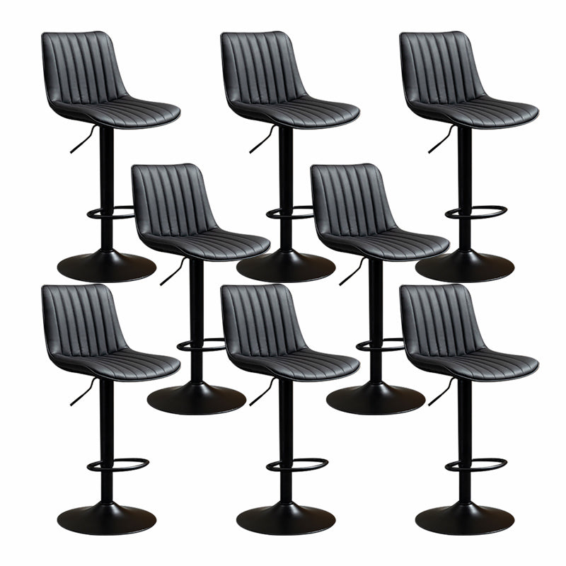 Scandinavian Metal Stool Adjustable Low Back Faux Leather Barstools in Matte Finish Black 8 Piece Set Bar Stool(31"H) Clearhalo 'Bar Furniture' 'Bar Stools' 'bar_stools' 'furn' 'furn_bar_stools' 'Furniture' 'Kitchen & Dining Furniture' 5848760