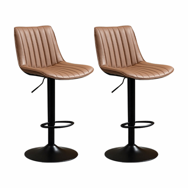Scandinavian Metal Stool Adjustable Low Back Faux Leather Barstools in Matte Finish Brown 2 Piece Set Bar Stool(31"H) Clearhalo 'Bar Furniture' 'Bar Stools' 'bar_stools' 'furn' 'furn_bar_stools' 'Furniture' 'Kitchen & Dining Furniture' 5848764