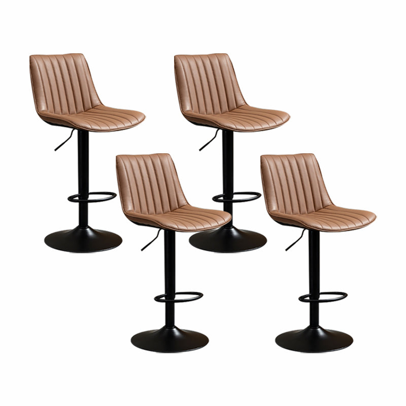 Scandinavian Metal Stool Adjustable Low Back Faux Leather Barstools in Matte Finish Brown 4 Piece Set Bar Stool(31"H) Clearhalo 'Bar Furniture' 'Bar Stools' 'bar_stools' 'furn' 'furn_bar_stools' 'Furniture' 'Kitchen & Dining Furniture' 5848766