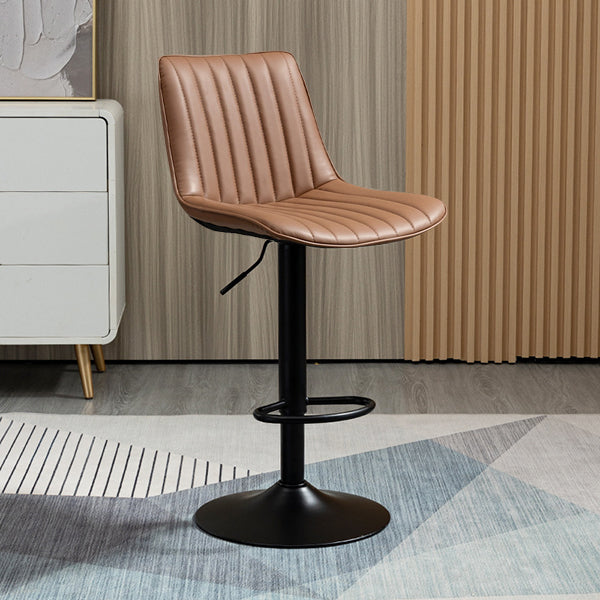 Scandinavian Metal Stool Adjustable Low Back Faux Leather Barstools in Matte Finish Clearhalo 'Bar Furniture' 'Bar Stools' 'bar_stools' 'furn' 'furn_bar_stools' 'Furniture' 'Kitchen & Dining Furniture' 5848767