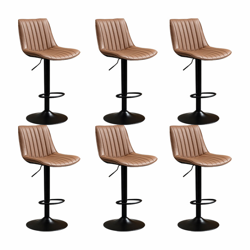 Scandinavian Metal Stool Adjustable Low Back Faux Leather Barstools in Matte Finish Brown 6 Piece Set Bar Stool(31"H) Clearhalo 'Bar Furniture' 'Bar Stools' 'bar_stools' 'furn' 'furn_bar_stools' 'Furniture' 'Kitchen & Dining Furniture' 5848768