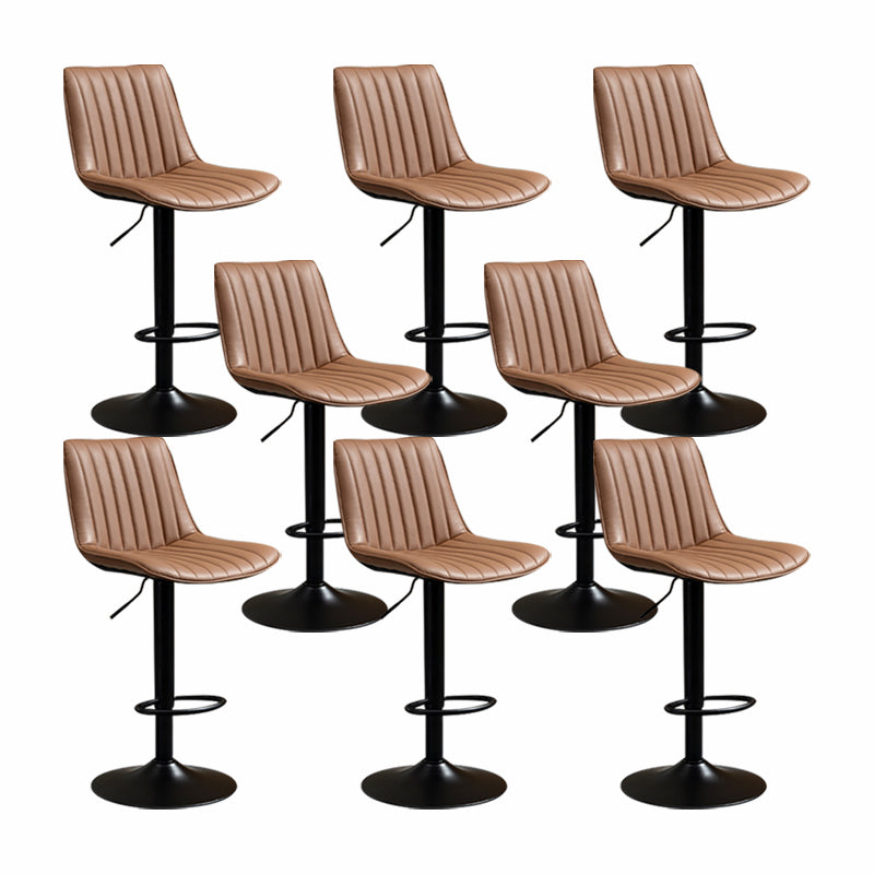 Scandinavian Metal Stool Adjustable Low Back Faux Leather Barstools in Matte Finish Brown 8 Piece Set Bar Stool(31"H) Clearhalo 'Bar Furniture' 'Bar Stools' 'bar_stools' 'furn' 'furn_bar_stools' 'Furniture' 'Kitchen & Dining Furniture' 5848769