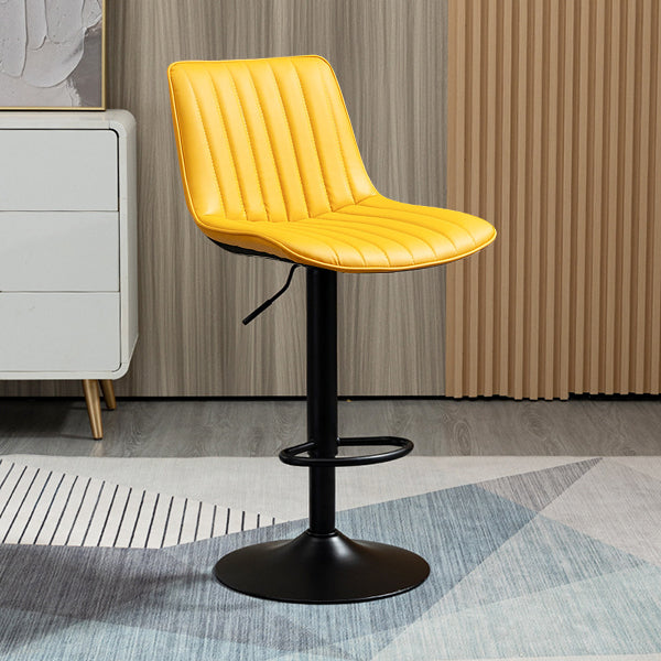 Scandinavian Metal Stool Adjustable Low Back Faux Leather Barstools in Matte Finish Clearhalo 'Bar Furniture' 'Bar Stools' 'bar_stools' 'furn' 'furn_bar_stools' 'Furniture' 'Kitchen & Dining Furniture' 5848770