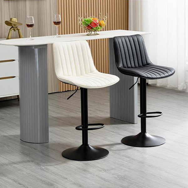 Scandinavian Metal Stool Adjustable Low Back Faux Leather Barstools in Matte Finish Clearhalo 'Bar Furniture' 'Bar Stools' 'bar_stools' 'furn' 'furn_bar_stools' 'Furniture' 'Kitchen & Dining Furniture' 5848771