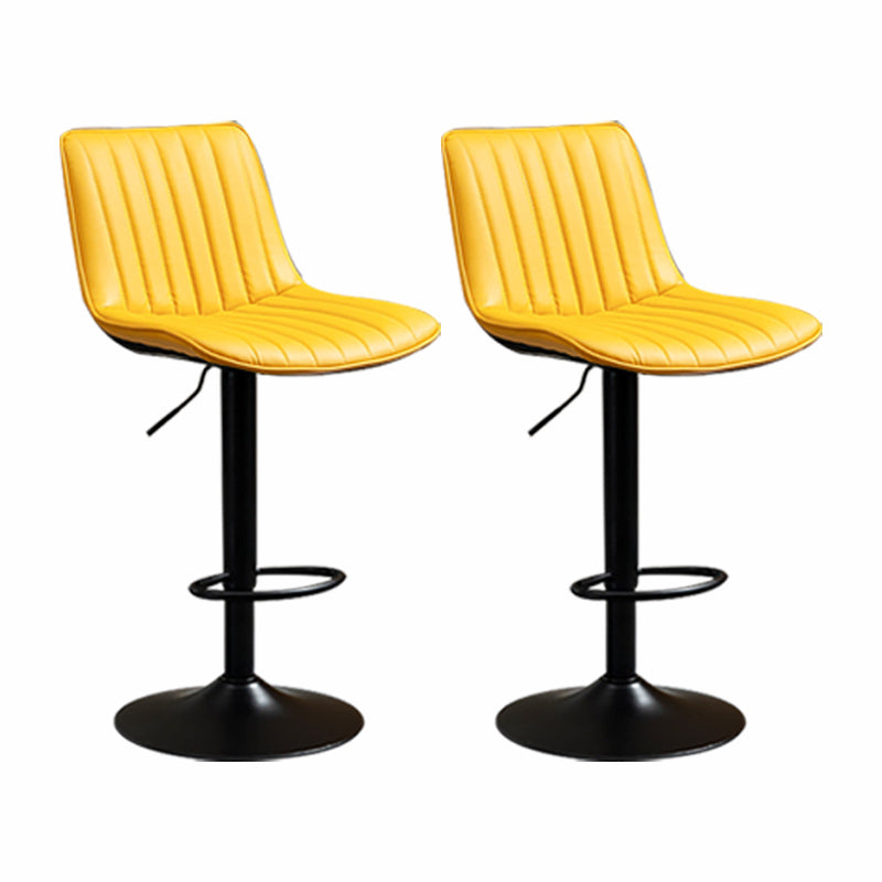 Scandinavian Metal Stool Adjustable Low Back Faux Leather Barstools in Matte Finish Yellow 2 Piece Set Bar Stool(31"H) Clearhalo 'Bar Furniture' 'Bar Stools' 'bar_stools' 'furn' 'furn_bar_stools' 'Furniture' 'Kitchen & Dining Furniture' 5848773
