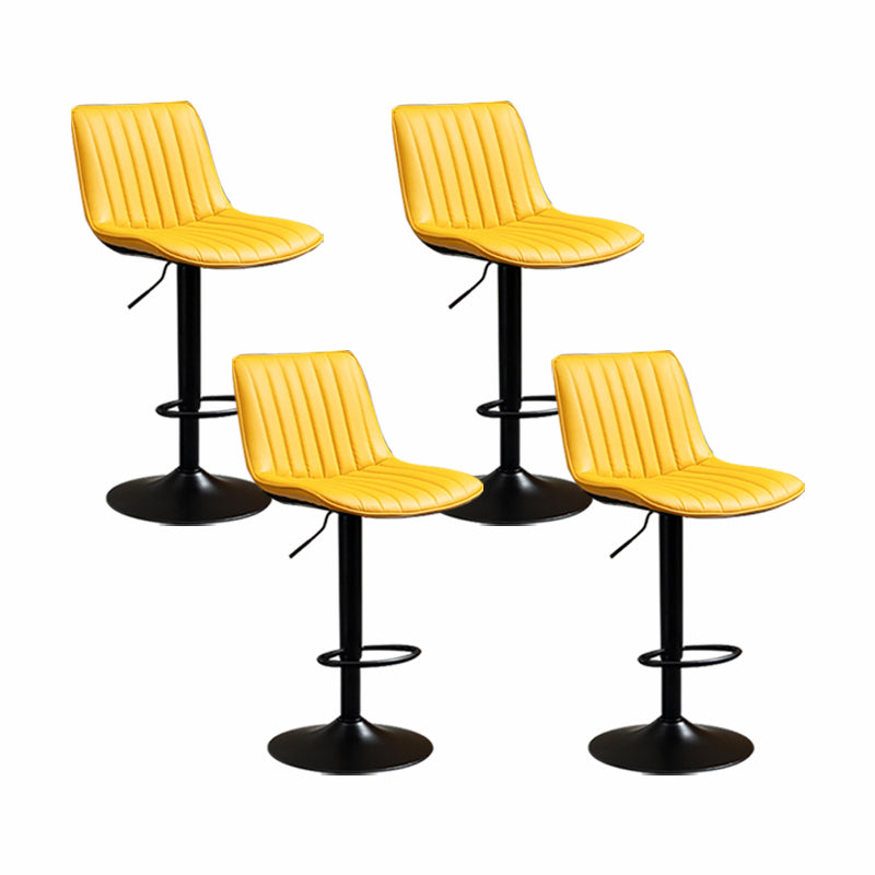 Scandinavian Metal Stool Adjustable Low Back Faux Leather Barstools in Matte Finish Yellow 4 Piece Set Bar Stool(31"H) Clearhalo 'Bar Furniture' 'Bar Stools' 'bar_stools' 'furn' 'furn_bar_stools' 'Furniture' 'Kitchen & Dining Furniture' 5848774
