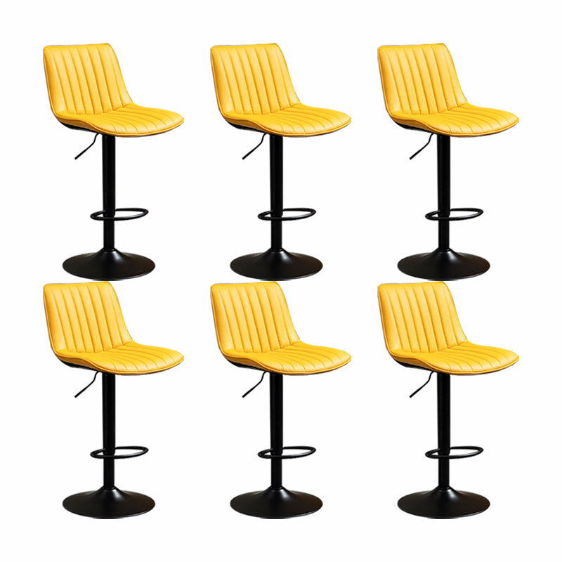 Scandinavian Metal Stool Adjustable Low Back Faux Leather Barstools in Matte Finish Yellow 6 Piece Set Bar Stool(31"H) Clearhalo 'Bar Furniture' 'Bar Stools' 'bar_stools' 'furn' 'furn_bar_stools' 'Furniture' 'Kitchen & Dining Furniture' 5848775
