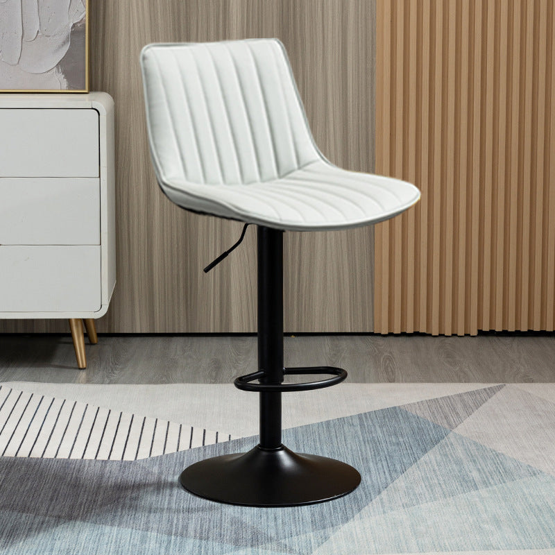 Scandinavian Metal Stool Adjustable Low Back Faux Leather Barstools in Matte Finish Grey 1 Piece Bar Stool(31"H) Clearhalo 'Bar Furniture' 'Bar Stools' 'bar_stools' 'furn' 'furn_bar_stools' 'Furniture' 'Kitchen & Dining Furniture' 5848777