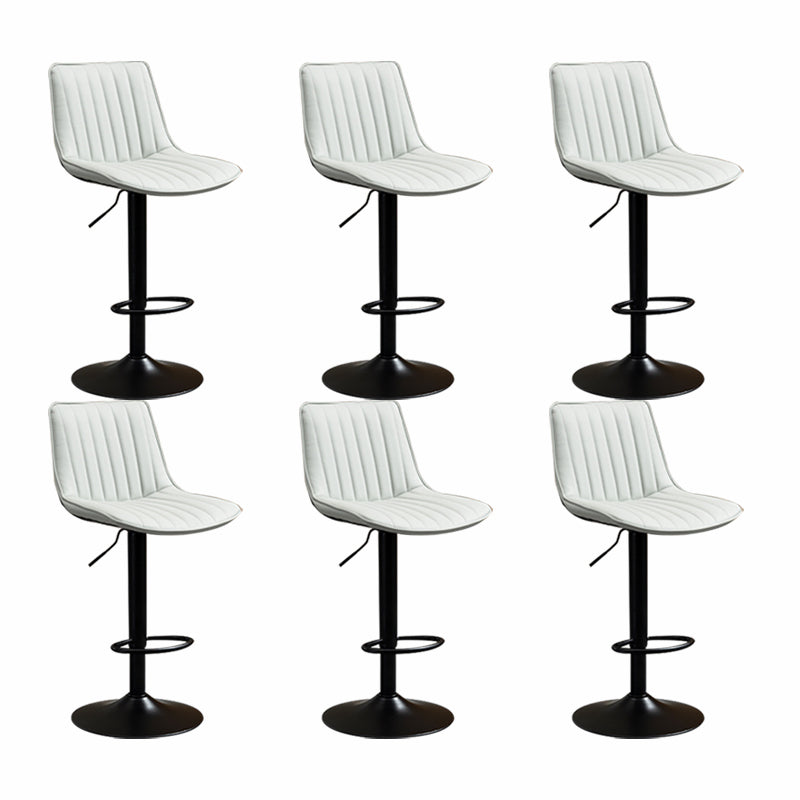 Scandinavian Metal Stool Adjustable Low Back Faux Leather Barstools in Matte Finish Grey 6 Piece Set Bar Stool(31"H) Clearhalo 'Bar Furniture' 'Bar Stools' 'bar_stools' 'furn' 'furn_bar_stools' 'Furniture' 'Kitchen & Dining Furniture' 5848780