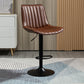 Scandinavian Metal Stool Adjustable Low Back Faux Leather Barstools in Matte Finish Red Brown 1 Piece Bar Stool(31"H) Clearhalo 'Bar Furniture' 'Bar Stools' 'bar_stools' 'furn' 'furn_bar_stools' 'Furniture' 'Kitchen & Dining Furniture' 5848782