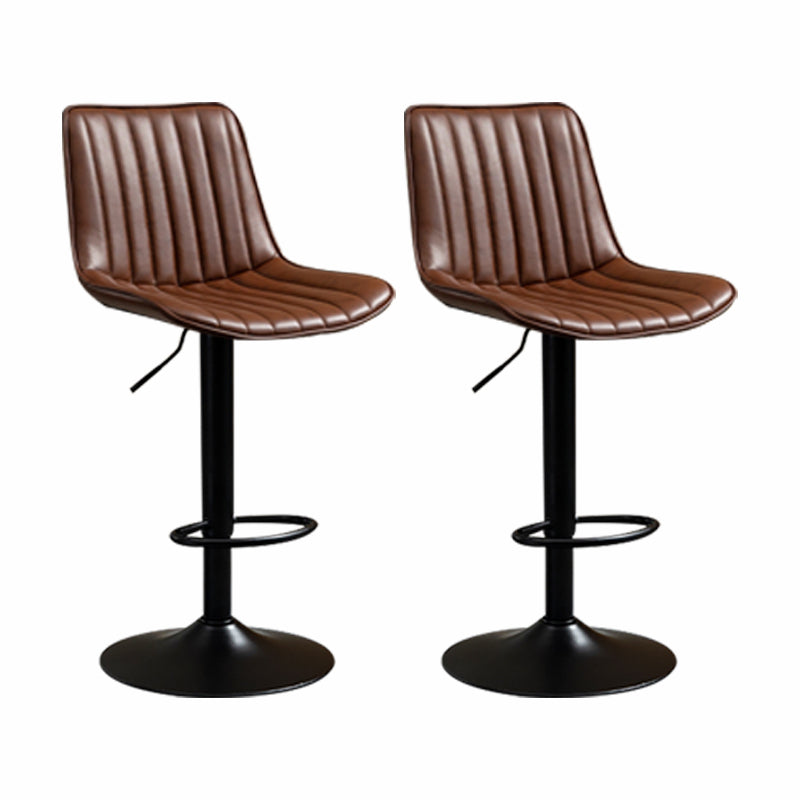 Scandinavian Metal Stool Adjustable Low Back Faux Leather Barstools in Matte Finish Red Brown 2 Piece Set Bar Stool(31"H) Clearhalo 'Bar Furniture' 'Bar Stools' 'bar_stools' 'furn' 'furn_bar_stools' 'Furniture' 'Kitchen & Dining Furniture' 5848783