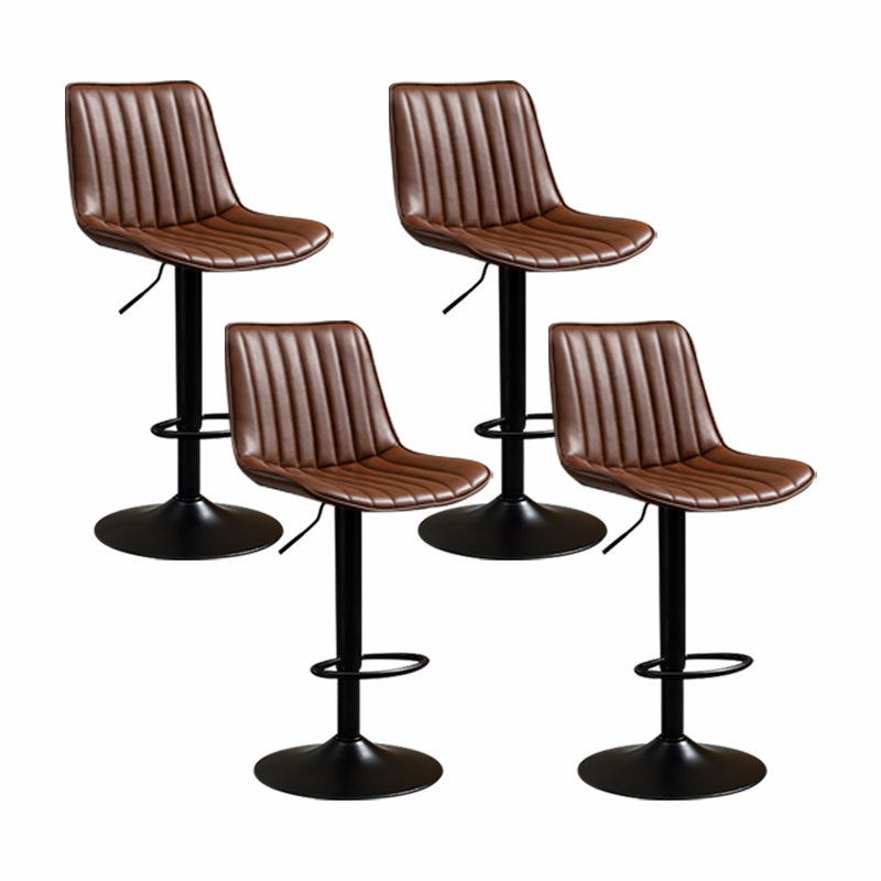 Scandinavian Metal Stool Adjustable Low Back Faux Leather Barstools in Matte Finish Red Brown 4 Piece Set Bar Stool(31"H) Clearhalo 'Bar Furniture' 'Bar Stools' 'bar_stools' 'furn' 'furn_bar_stools' 'Furniture' 'Kitchen & Dining Furniture' 5848784