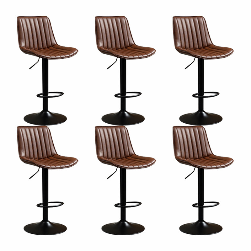 Scandinavian Metal Stool Adjustable Low Back Faux Leather Barstools in Matte Finish Red Brown 6 Piece Set Bar Stool(31"H) Clearhalo 'Bar Furniture' 'Bar Stools' 'bar_stools' 'furn' 'furn_bar_stools' 'Furniture' 'Kitchen & Dining Furniture' 5848785