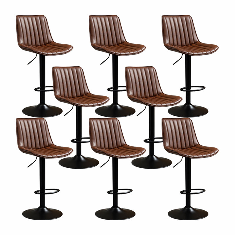 Scandinavian Metal Stool Adjustable Low Back Faux Leather Barstools in Matte Finish Red Brown 8 Piece Set Bar Stool(31"H) Clearhalo 'Bar Furniture' 'Bar Stools' 'bar_stools' 'furn' 'furn_bar_stools' 'Furniture' 'Kitchen & Dining Furniture' 5848786