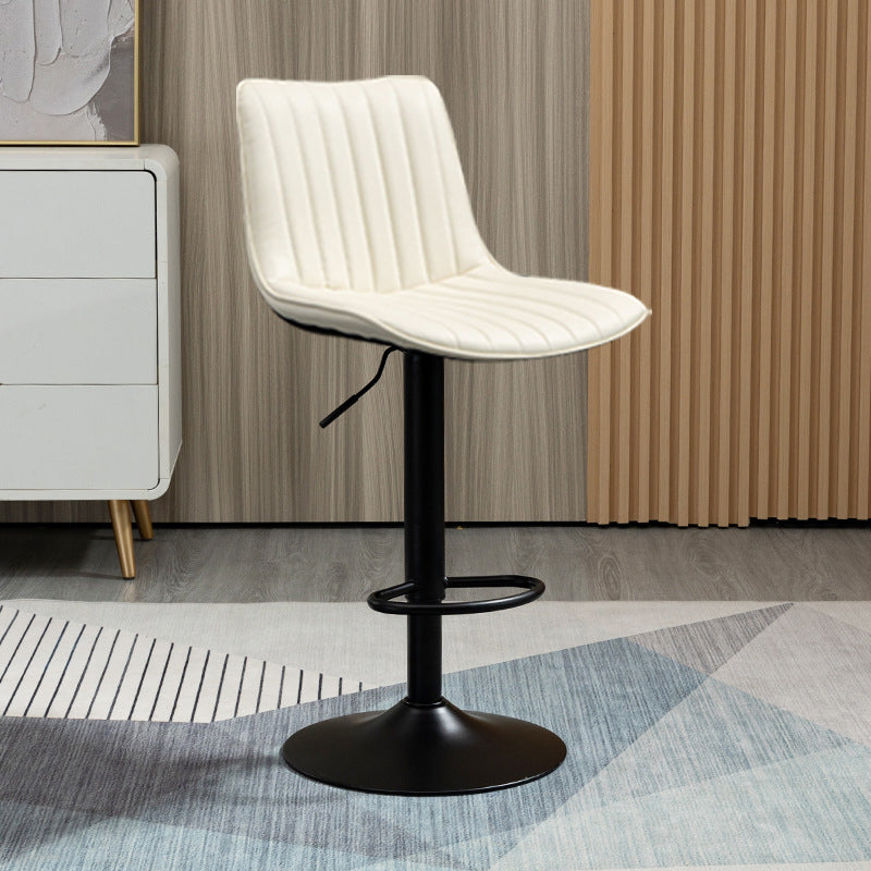 Scandinavian Metal Stool Adjustable Low Back Faux Leather Barstools in Matte Finish White 1 Piece Bar Stool(31"H) Clearhalo 'Bar Furniture' 'Bar Stools' 'bar_stools' 'furn' 'furn_bar_stools' 'Furniture' 'Kitchen & Dining Furniture' 5848787