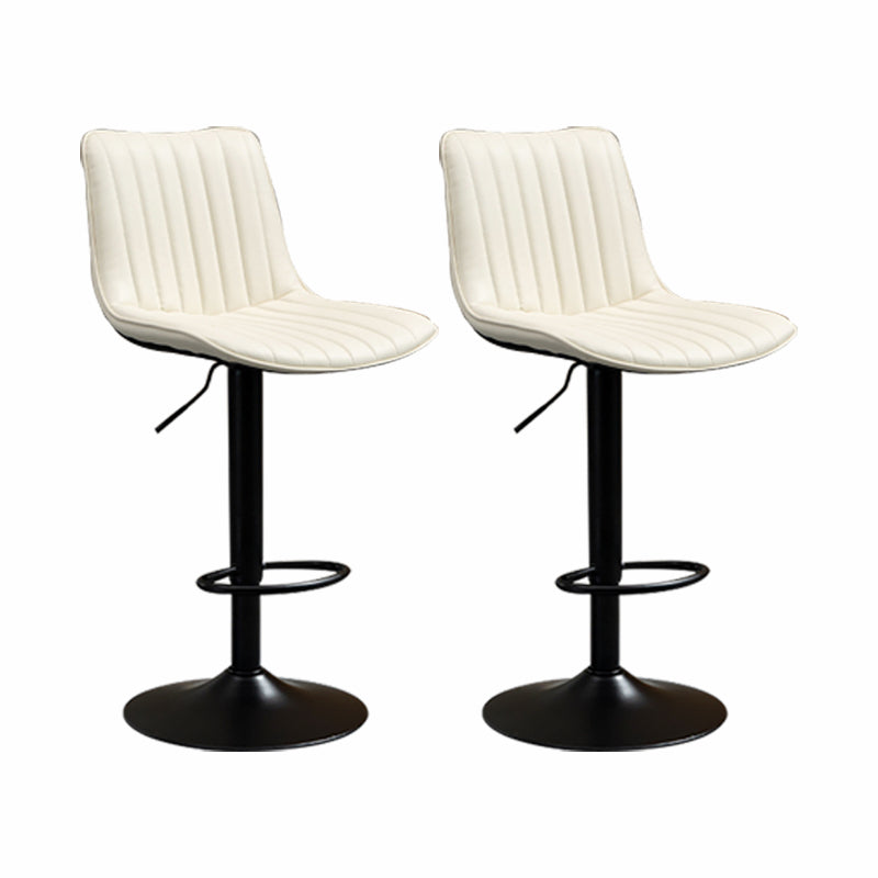 Scandinavian Metal Stool Adjustable Low Back Faux Leather Barstools in Matte Finish White 2 Piece Set Bar Stool(31"H) Clearhalo 'Bar Furniture' 'Bar Stools' 'bar_stools' 'furn' 'furn_bar_stools' 'Furniture' 'Kitchen & Dining Furniture' 5848788