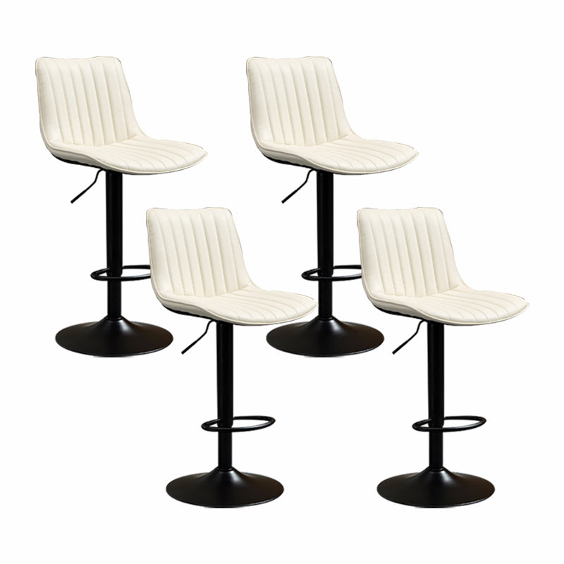 Scandinavian Metal Stool Adjustable Low Back Faux Leather Barstools in Matte Finish White 4 Piece Set Bar Stool(31"H) Clearhalo 'Bar Furniture' 'Bar Stools' 'bar_stools' 'furn' 'furn_bar_stools' 'Furniture' 'Kitchen & Dining Furniture' 5848789