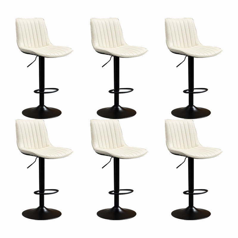 Scandinavian Metal Stool Adjustable Low Back Faux Leather Barstools in Matte Finish White 6 Piece Set Bar Stool(31"H) Clearhalo 'Bar Furniture' 'Bar Stools' 'bar_stools' 'furn' 'furn_bar_stools' 'Furniture' 'Kitchen & Dining Furniture' 5848790