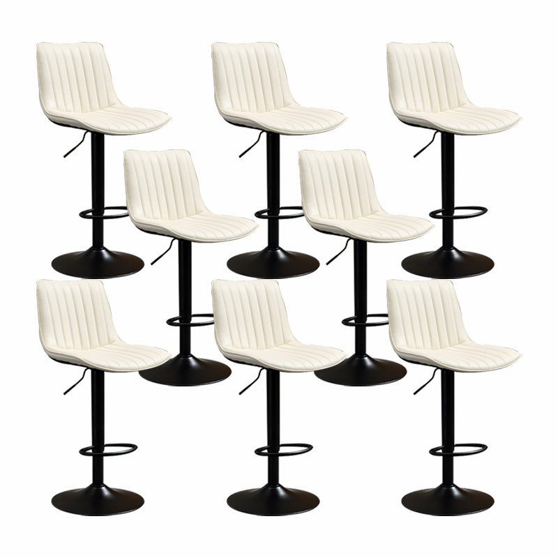 Scandinavian Metal Stool Adjustable Low Back Faux Leather Barstools in Matte Finish White 8 Piece Set Bar Stool(31"H) Clearhalo 'Bar Furniture' 'Bar Stools' 'bar_stools' 'furn' 'furn_bar_stools' 'Furniture' 'Kitchen & Dining Furniture' 5848791