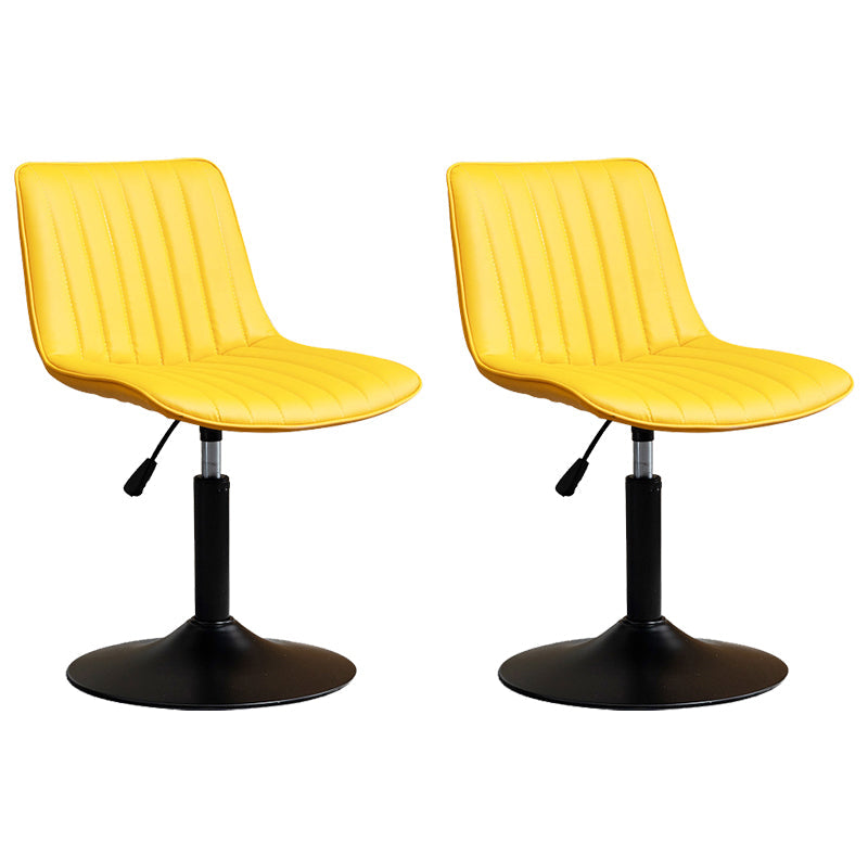 Scandinavian Metal Stool Adjustable Low Back Faux Leather Barstools in Matte Finish Yellow 2 Piece Set Short Stool(22"H) Clearhalo 'Bar Furniture' 'Bar Stools' 'bar_stools' 'furn' 'furn_bar_stools' 'Furniture' 'Kitchen & Dining Furniture' 5848793