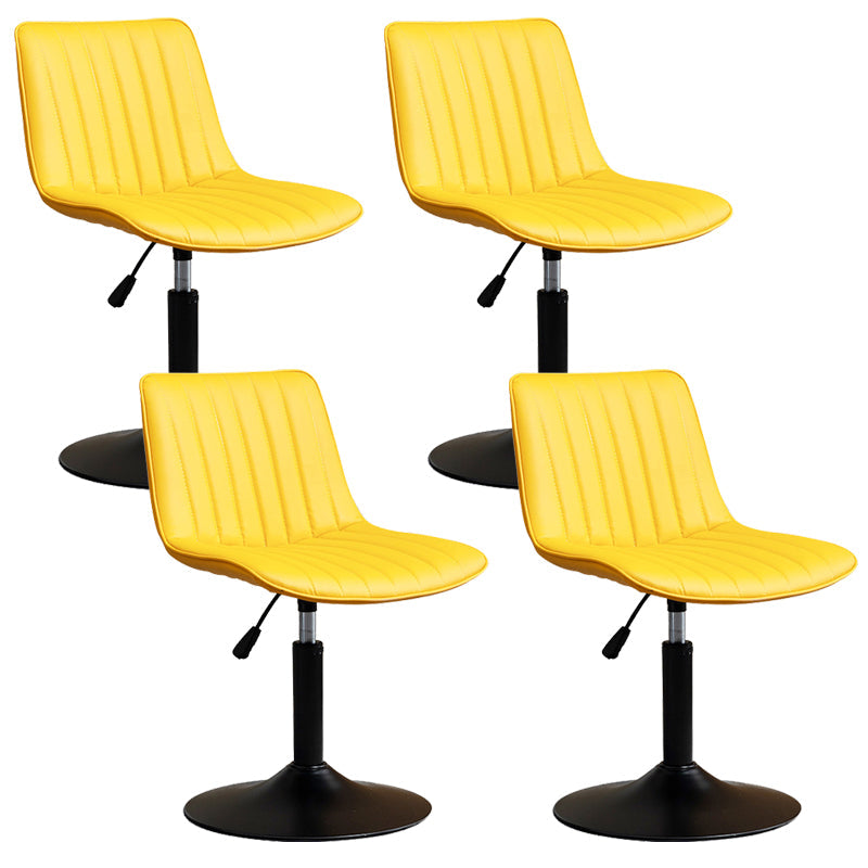 Scandinavian Metal Stool Adjustable Low Back Faux Leather Barstools in Matte Finish Yellow 4 Piece Set Short Stool(22"H) Clearhalo 'Bar Furniture' 'Bar Stools' 'bar_stools' 'furn' 'furn_bar_stools' 'Furniture' 'Kitchen & Dining Furniture' 5848794