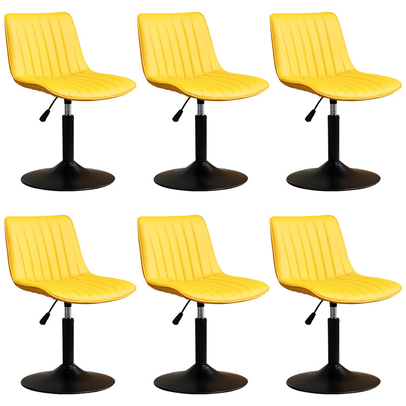 Scandinavian Metal Stool Adjustable Low Back Faux Leather Barstools in Matte Finish Yellow 6 Piece Set Short Stool(22"H) Clearhalo 'Bar Furniture' 'Bar Stools' 'bar_stools' 'furn' 'furn_bar_stools' 'Furniture' 'Kitchen & Dining Furniture' 5848795